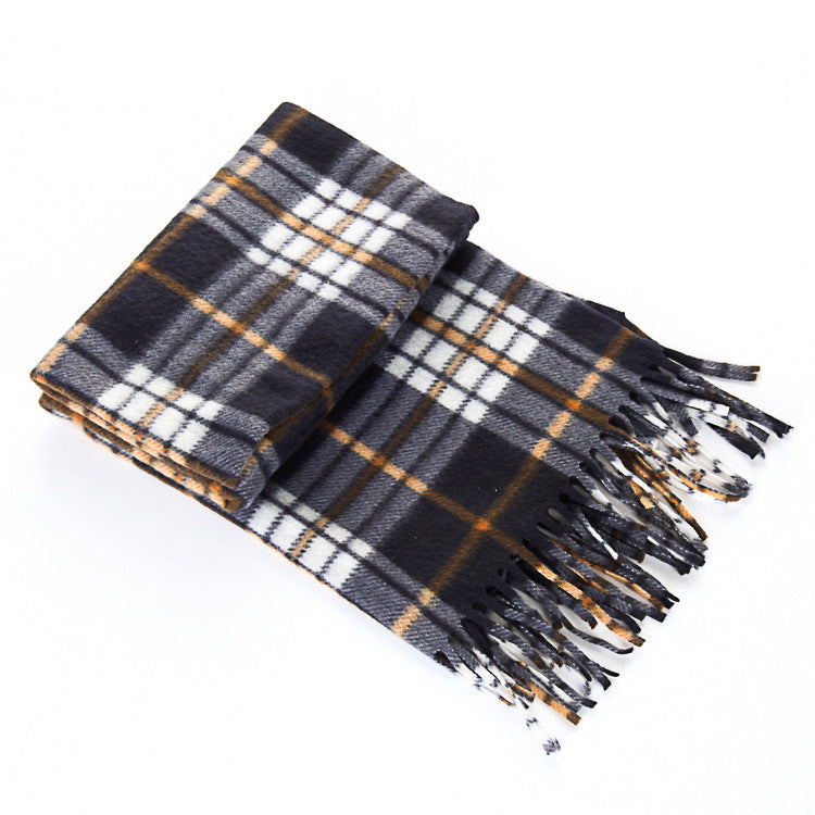 Classic Black & White Plaid Thermal Scarf – Unisex Oversized Winter Wrap