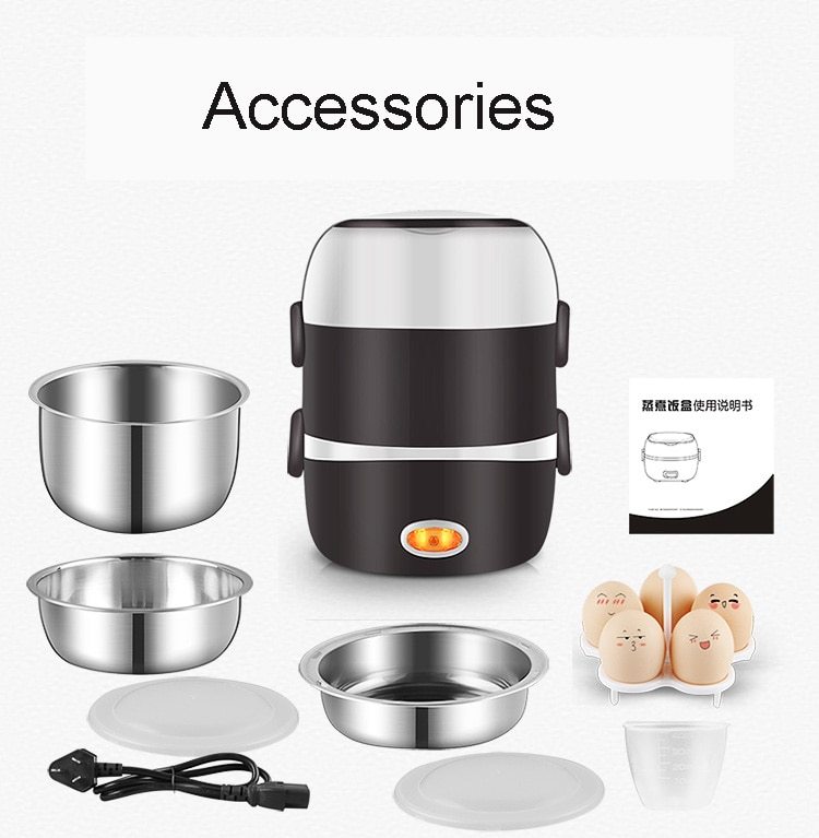 Multi-Function Electric Lunch Box – 2L USB-Powered Portable Food Warmer with 3 Compartments