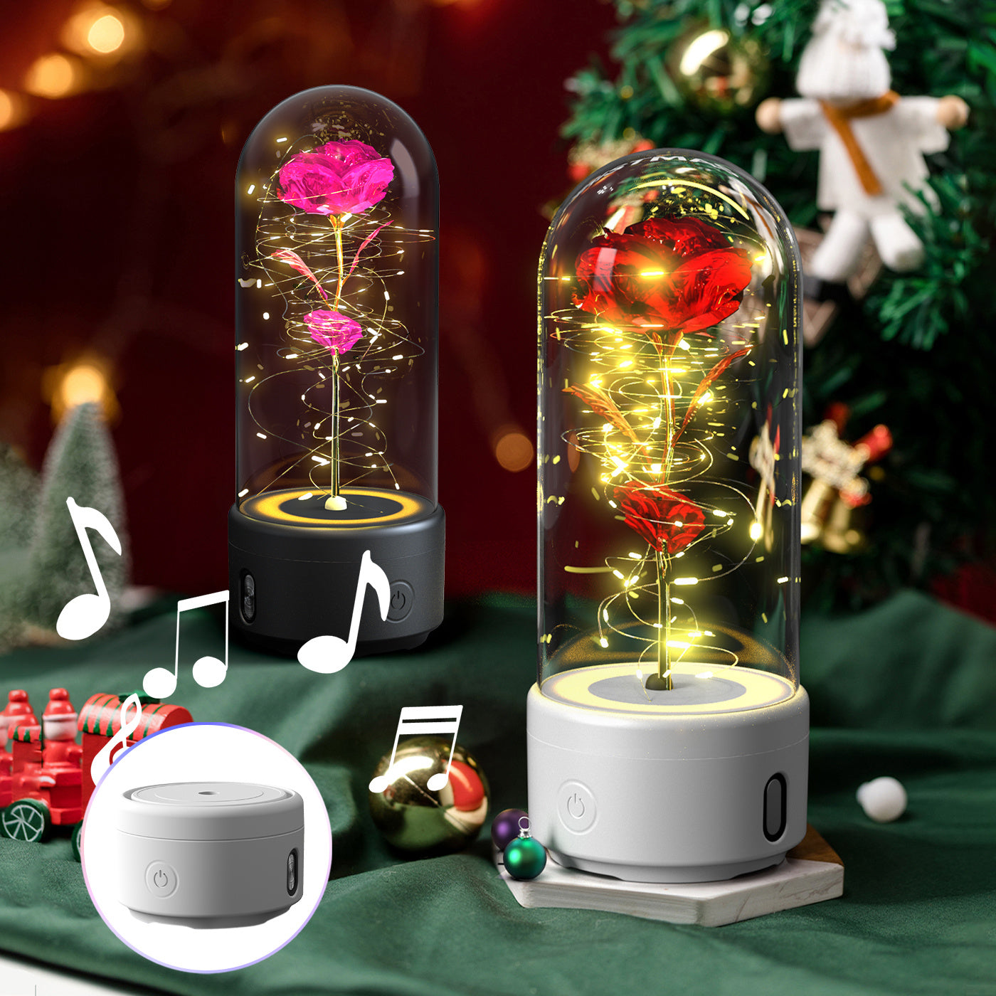 Creative 2-in-1 Rose Flowers LED Light & Bluetooth Speaker – Perfect Valentine's Day Gift