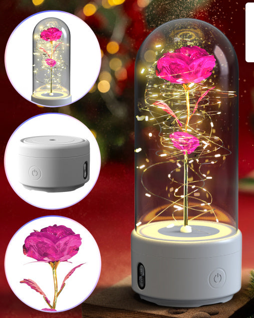 Creative 2-in-1 Rose Flowers LED Light & Bluetooth Speaker – Perfect Valentine's Day Gift