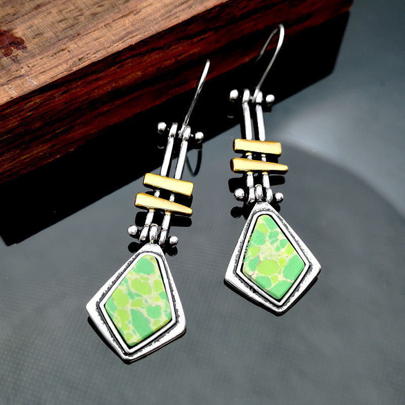 Elegant Turquoise Drop Earrings – Long Statement Style for Women