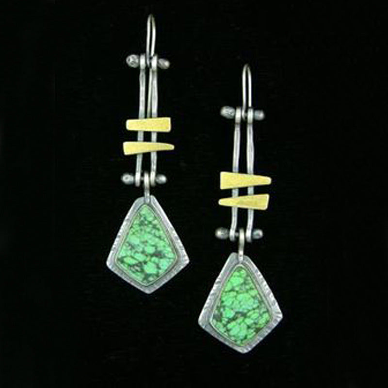 Elegant Turquoise Drop Earrings – Long Statement Style for Women