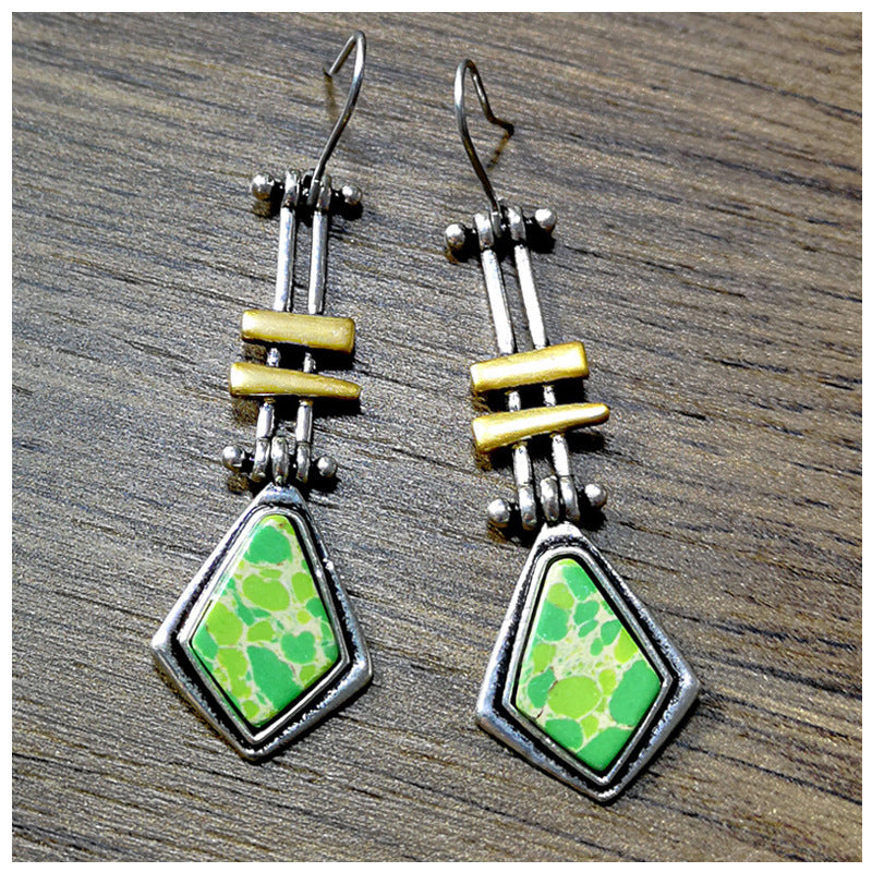 Elegant Turquoise Drop Earrings – Long Statement Style for Women