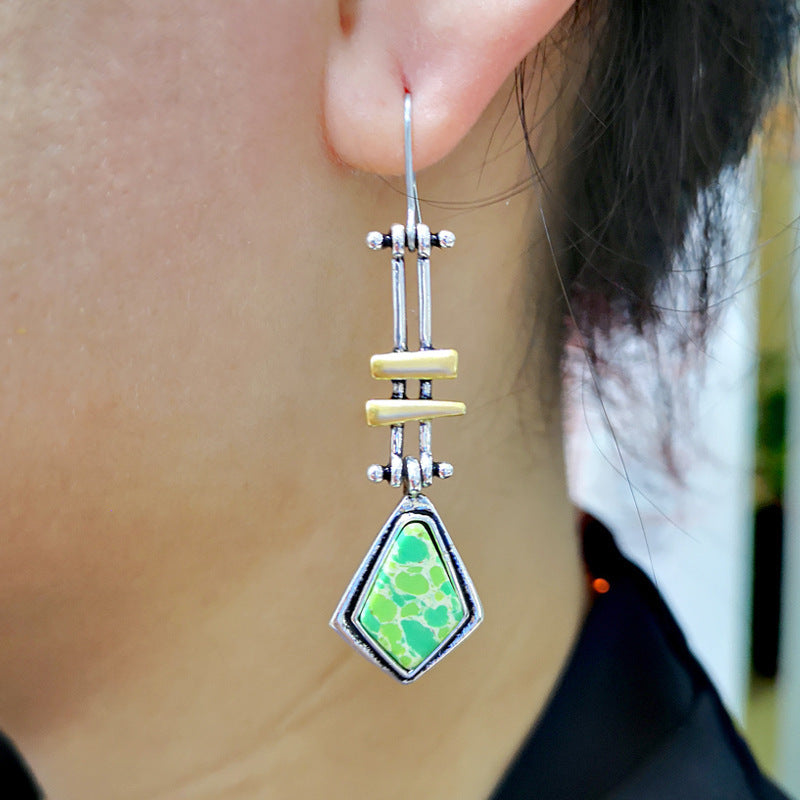 Elegant Turquoise Drop Earrings – Long Statement Style for Women