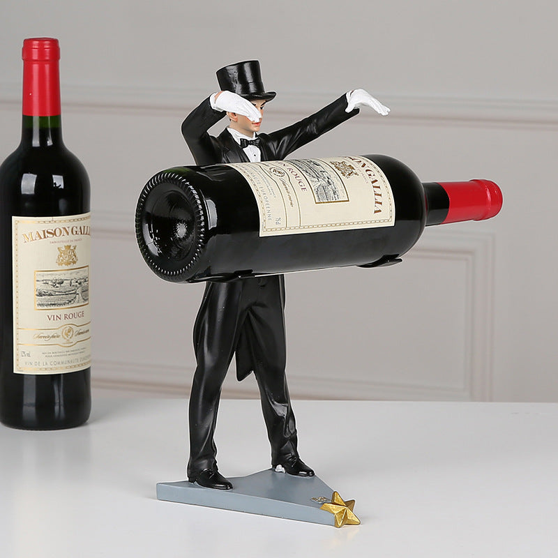Elegant Resin Wine Rack Décor – Artistic Wine Cabinet Ornament