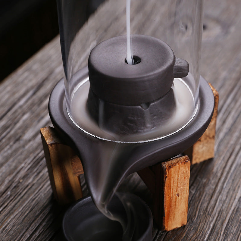 Handmade Ceramic Incense Burner – Smoke Waterfall Backflow Incense Holder for Feng Shui Decor