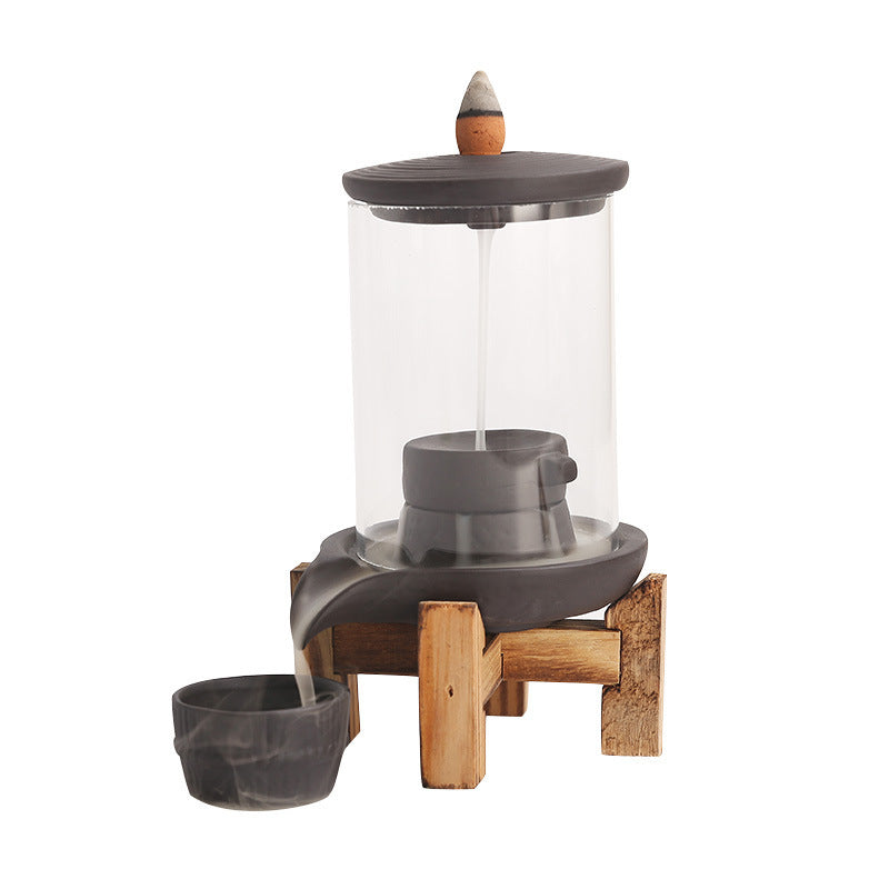 Handmade Ceramic Incense Burner – Smoke Waterfall Backflow Incense Holder for Feng Shui Decor
