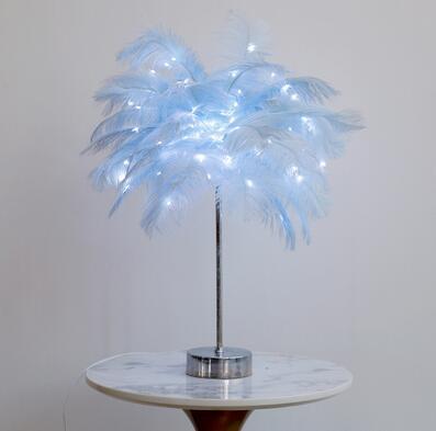 Nordic Feather Table Lamp – Elegant Bedside Night Light with Soft Glow