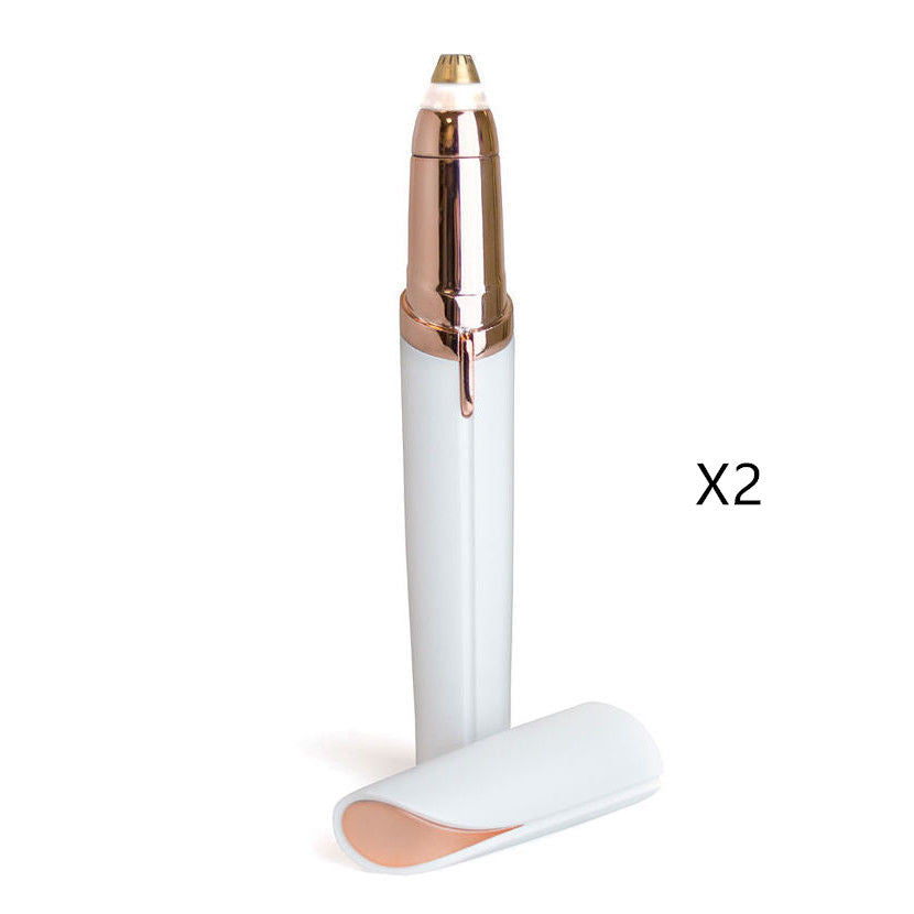 Flawlessly Brows Electric Eyebrow Remover – Painless, Portable Trimmer with LED Light & 18K Gold-Plated Head