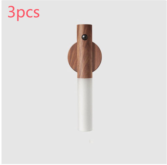 Auto LED USB Magnetic Wood Wireless Night Light – PIR Motion Sensor Wall & Cabinet Lamp