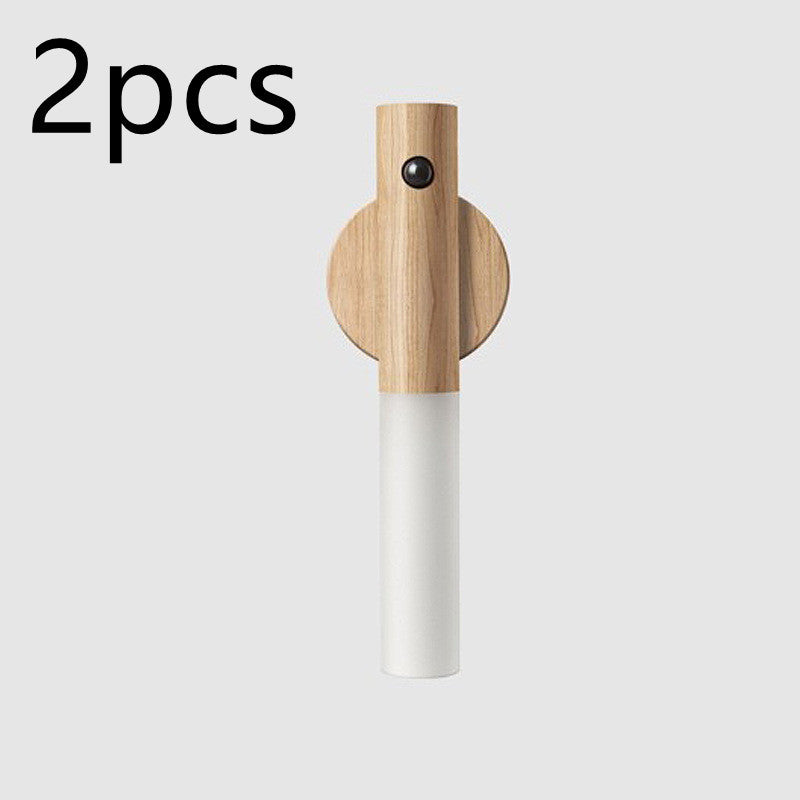 Auto LED USB Magnetic Wood Wireless Night Light – PIR Motion Sensor Wall & Cabinet Lamp