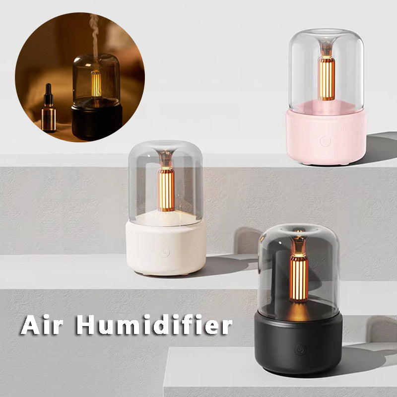 Atmosphere Light Humidifier Candlelight Aroma Diffuser – Portable 120ml USB Cool Mist Maker with LED Night Light