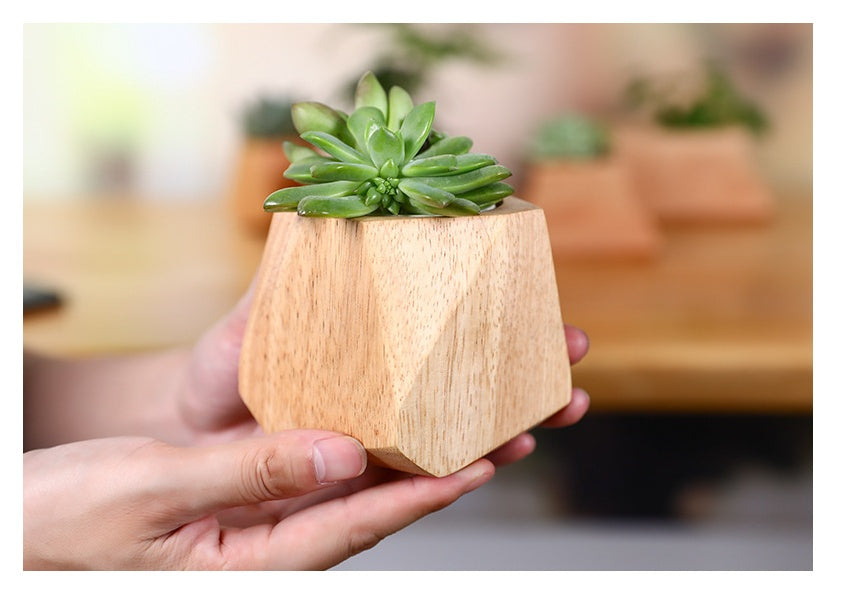 Rustic Wooden Flowerpot – Handcrafted Planter for Home & Garden Decoration