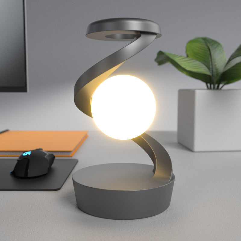 Rotating Moon Desk Lamp with Wireless Phone Charging – Touch Sensor Night Light & Modern Home Decor