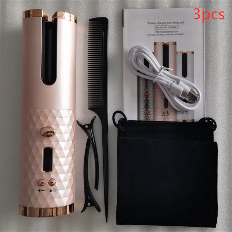 Multifunctional Automatic Wireless Curling Iron – Cordless, USB Rechargeable, LCD Display