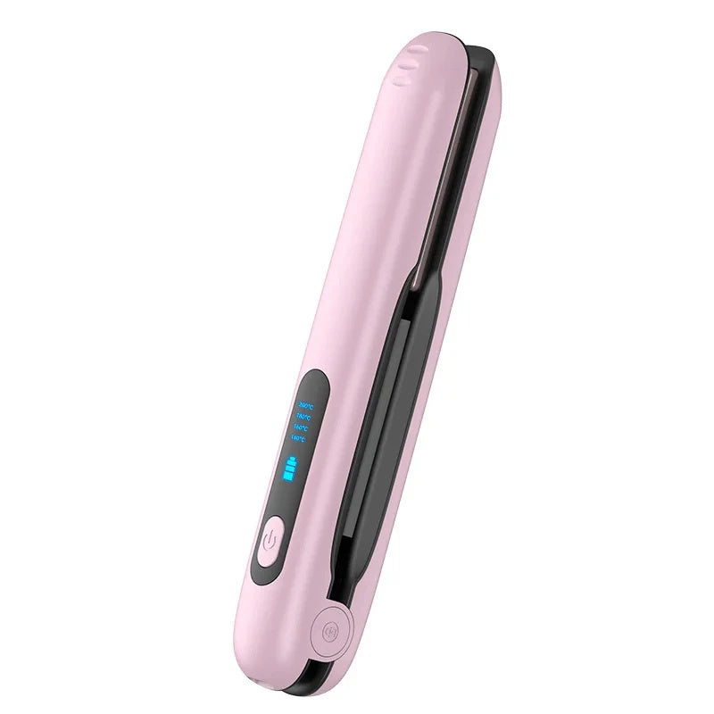 2-in-1 Cordless Hair Straightener & Curler – USB Rechargeable, 5000mAh Battery, Adjustable Heat Settings for Dry & Wet Hair