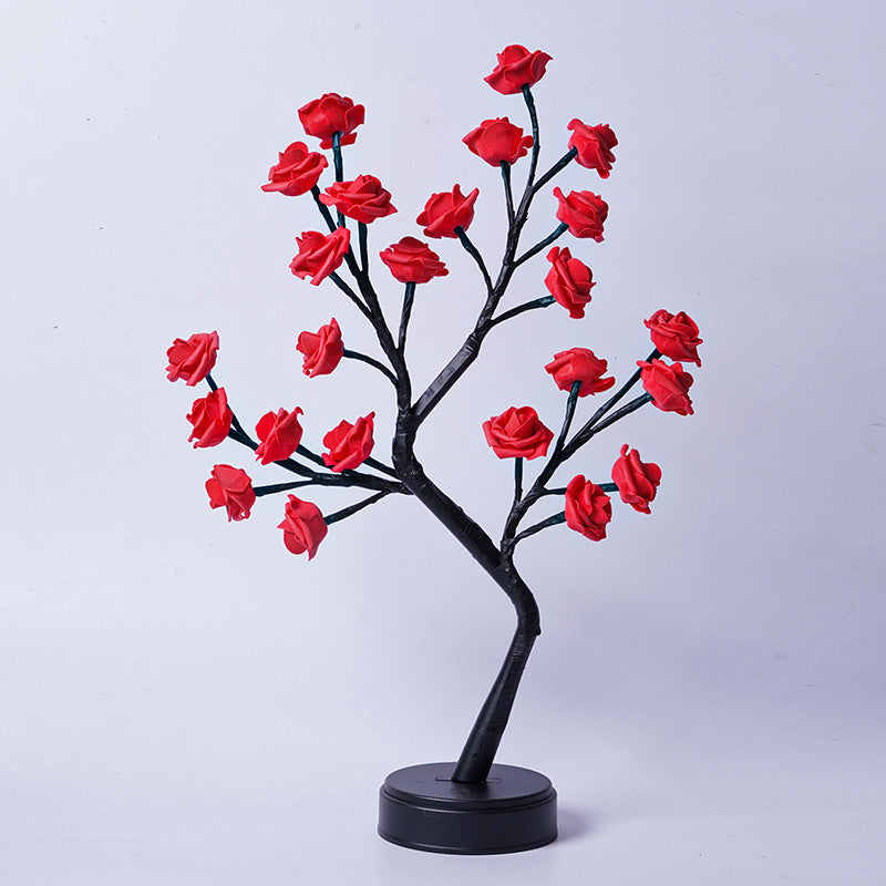 Flower Tree Rose Lamp – USB-Powered Fairy Desk Night Light for Weddings, Valentine's & Holiday Decor