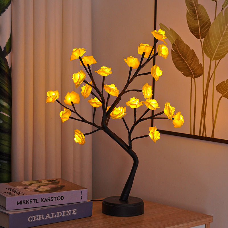 Flower Tree Rose Lamp – USB-Powered Fairy Desk Night Light for Weddings, Valentine's & Holiday Decor