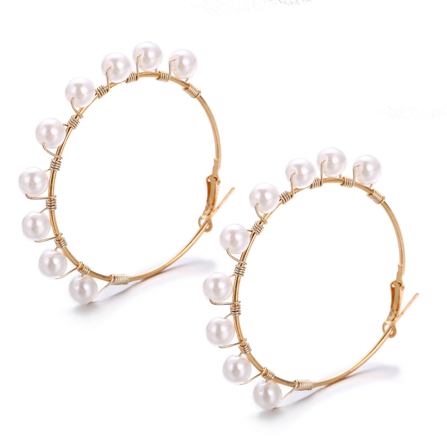 Elegant Pearl-Wrapped Hoop Earrings – Statement Fashion Jewelry