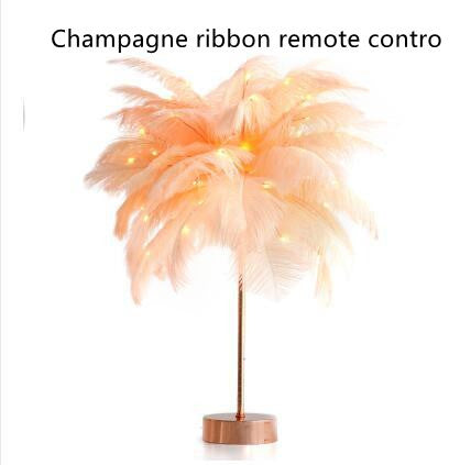 Nordic Feather Table Lamp – Elegant Bedside Night Light with Soft Glow