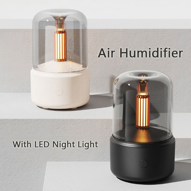 Atmosphere Light Humidifier Candlelight Aroma Diffuser – Portable 120ml USB Cool Mist Maker with LED Night Light