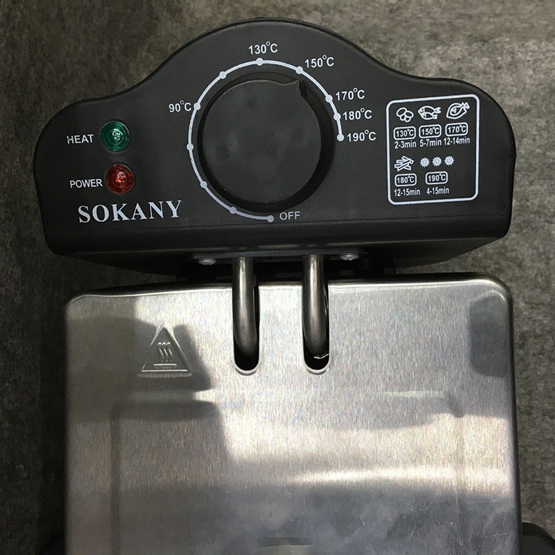 3L Electromechanical French Fries Fryer – 2000W Stainless Steel Deep Fryer with Teflon Coating – Adjustable Temperature Control
