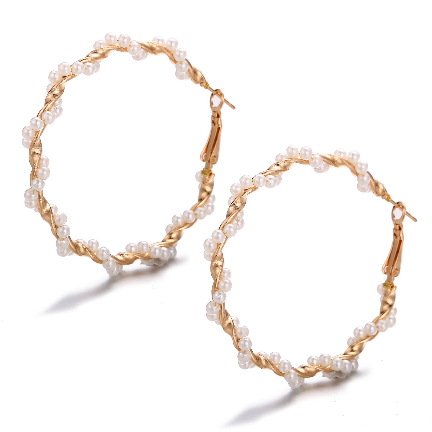 Elegant Pearl-Wrapped Hoop Earrings – Statement Fashion Jewelry