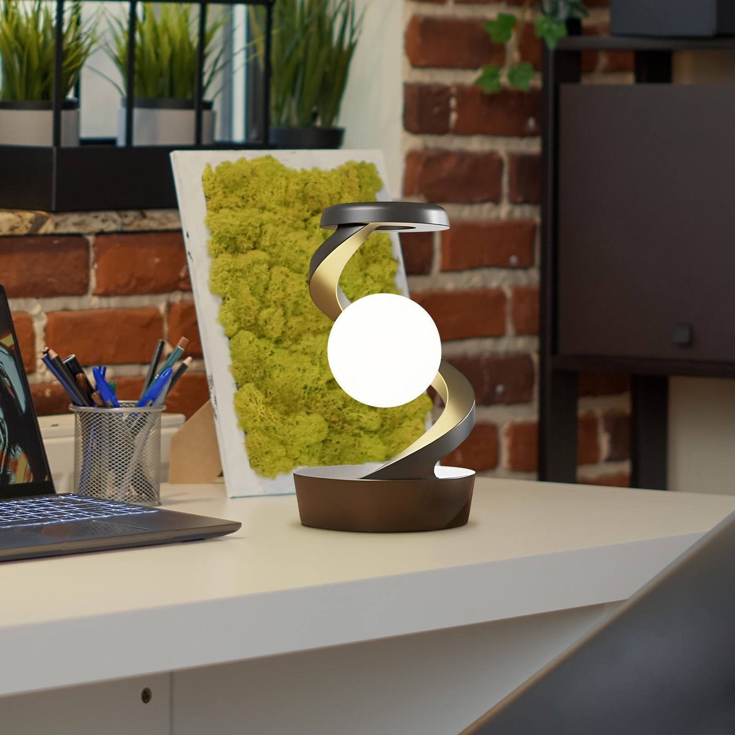 Rotating Moon Desk Lamp with Wireless Phone Charging – Touch Sensor Night Light & Modern Home Decor