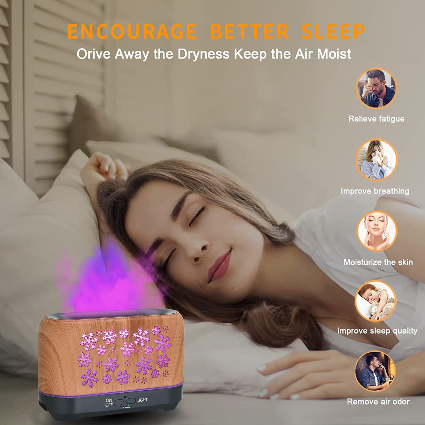 Christmas Snowflake Ultrasonic Aromatherapy Humidifier – 7-Color LED Flame Effect Diffuser with Remote Control