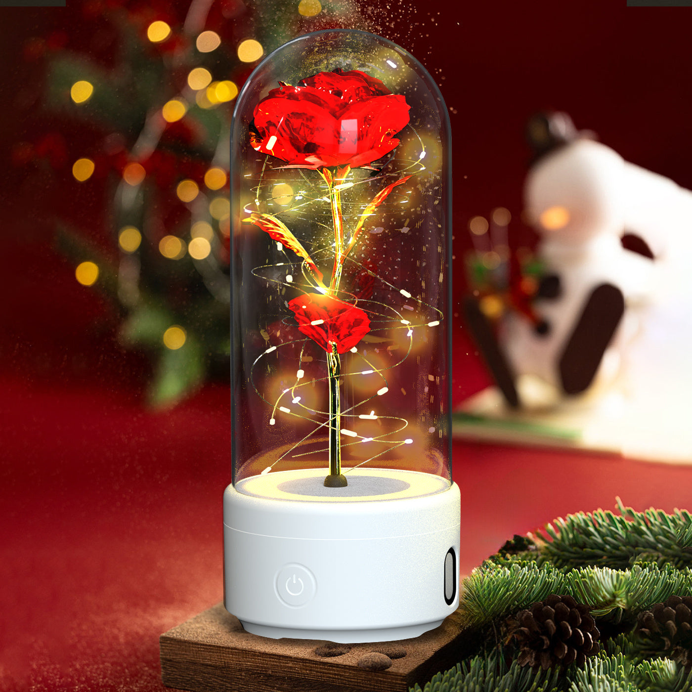 Creative 2-in-1 Rose Flowers LED Light & Bluetooth Speaker – Perfect Valentine's Day Gift
