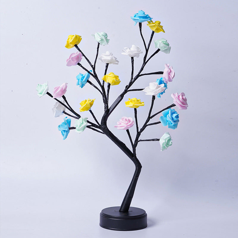 Flower Tree Rose Lamp – USB-Powered Fairy Desk Night Light for Weddings, Valentine's & Holiday Decor