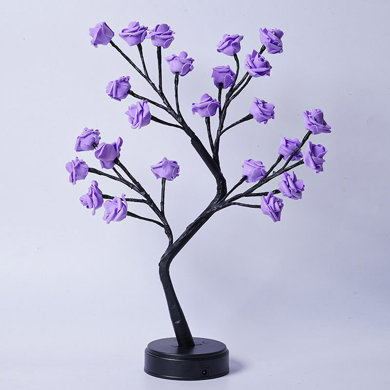 Flower Tree Rose Lamp – USB-Powered Fairy Desk Night Light for Weddings, Valentine's & Holiday Decor