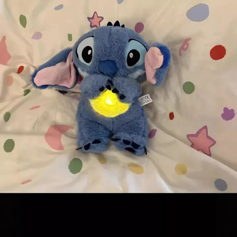 2025 New Lilo&Stitch Plush Doll Breath Child Peluche Kawaii Soothes Toy Anime Baby Music Light Sleep Toys Pink Stitch Kid Gifts