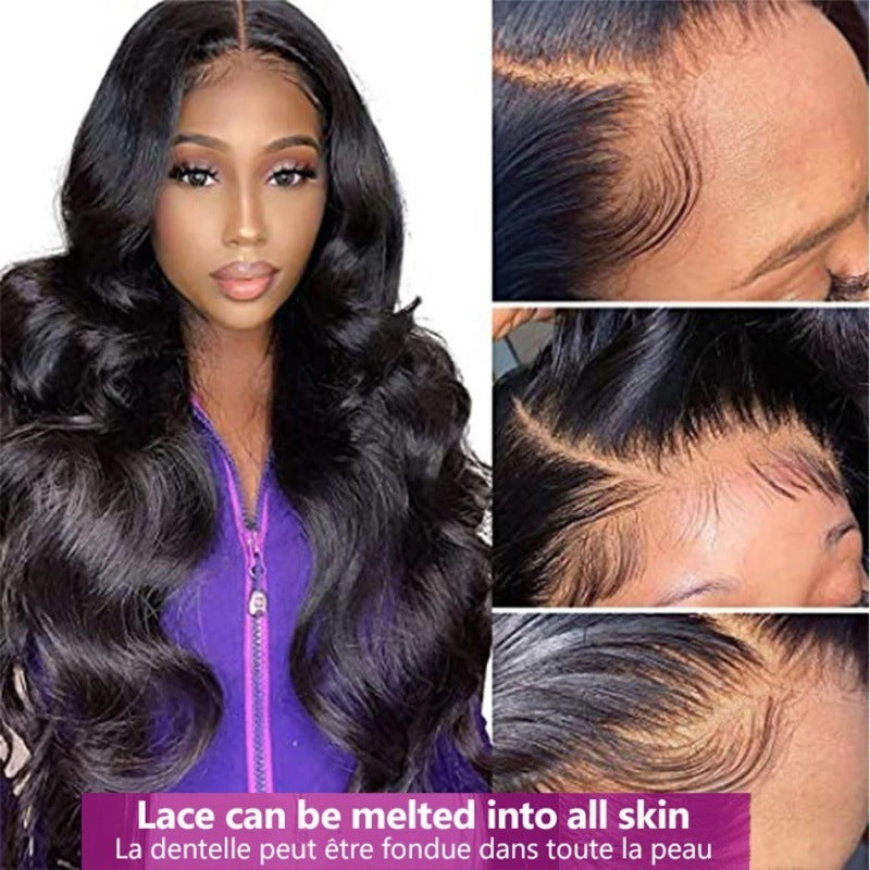 Luxurious Long Black Wavy Wig – 28" Heat-Resistant Synthetic Hair with Middle Part