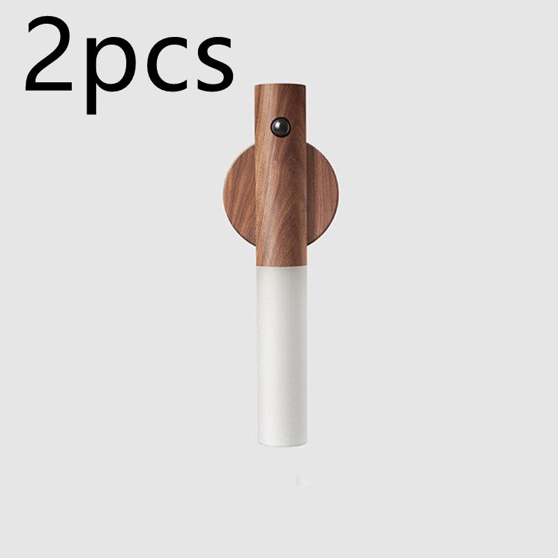 Auto LED USB Magnetic Wood Wireless Night Light – PIR Motion Sensor Wall & Cabinet Lamp