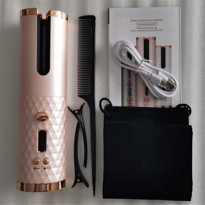 Multifunctional Automatic Wireless Curling Iron – Cordless, USB Rechargeable, LCD Display
