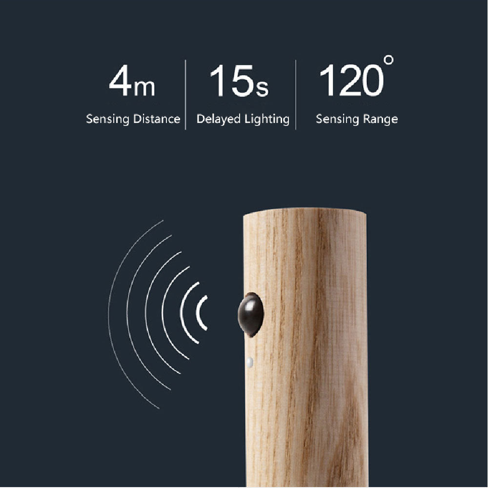Auto LED USB Magnetic Wood Wireless Night Light – PIR Motion Sensor Wall & Cabinet Lamp