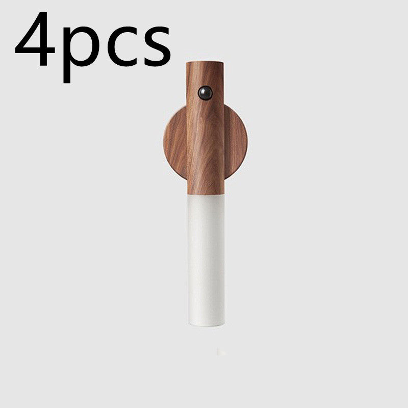 Auto LED USB Magnetic Wood Wireless Night Light – PIR Motion Sensor Wall & Cabinet Lamp