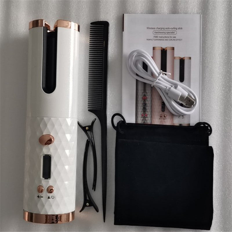 Multifunctional Automatic Wireless Curling Iron – Cordless, USB Rechargeable, LCD Display