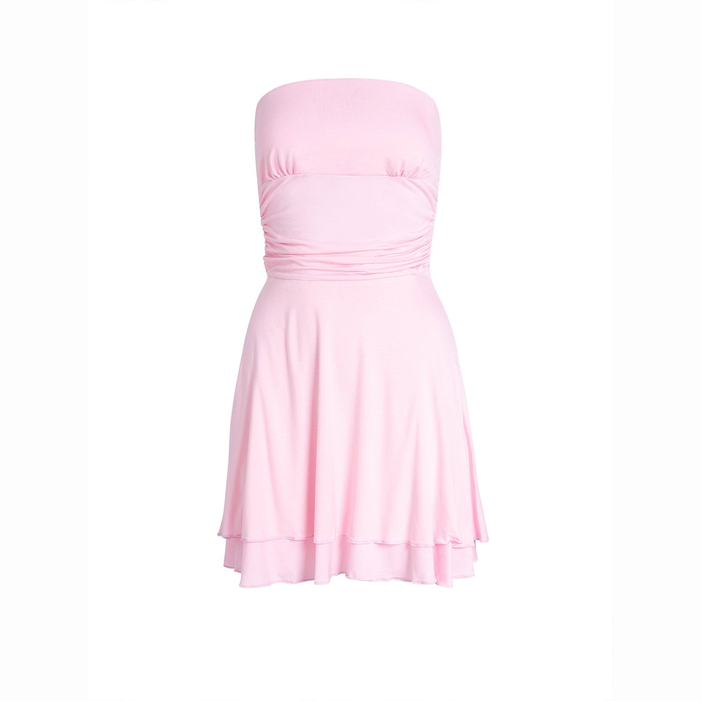 Y2K Tube Top Mini Dress – Sexy Pleated Bodycon Strapless Summer Dress for Women