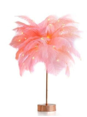 Nordic Feather Table Lamp – Elegant Bedside Night Light with Soft Glow