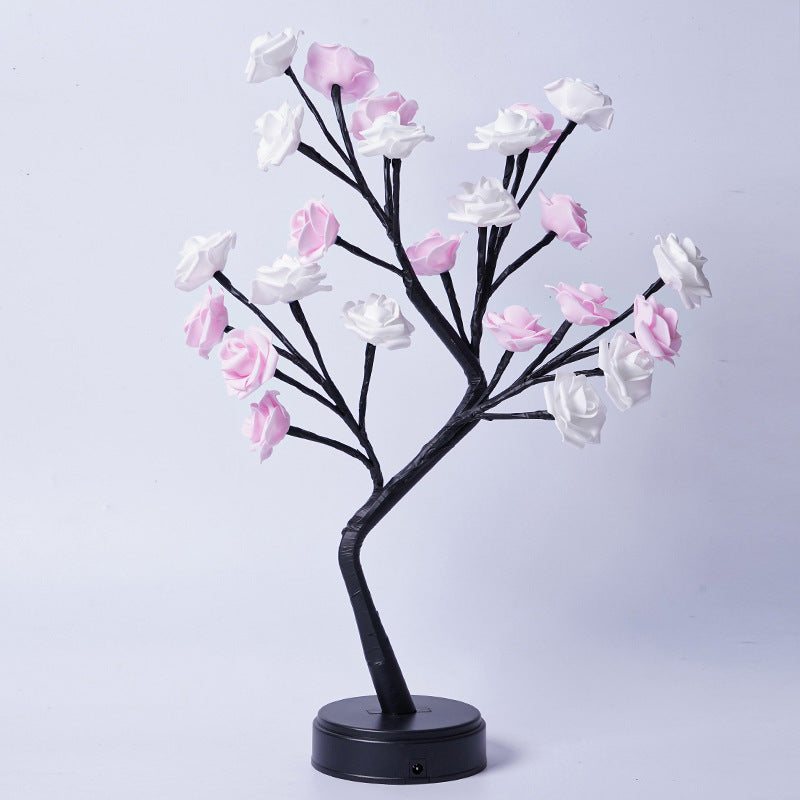 Flower Tree Rose Lamp – USB-Powered Fairy Desk Night Light for Weddings, Valentine's & Holiday Decor