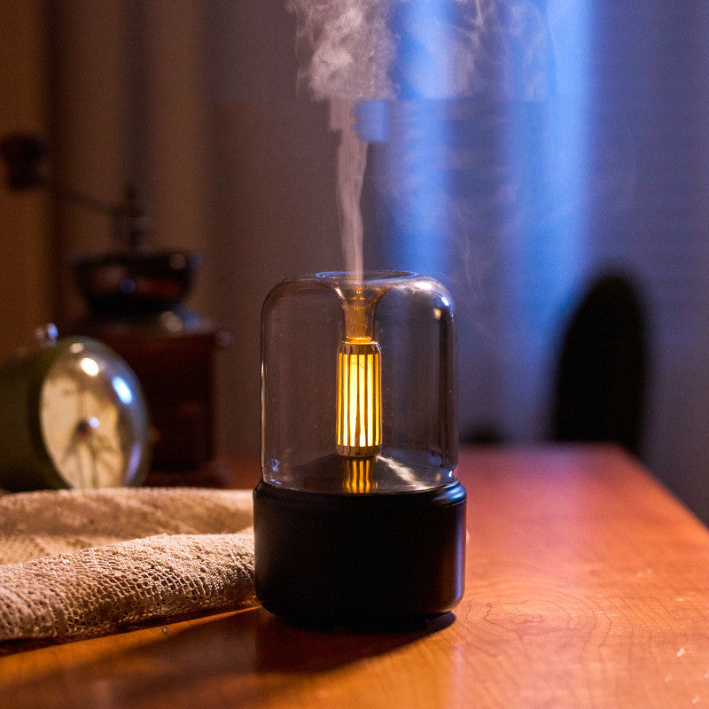 Atmosphere Light Humidifier Candlelight Aroma Diffuser – Portable 120ml USB Cool Mist Maker with LED Night Light