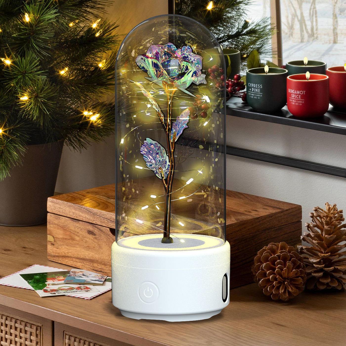 Creative 2-in-1 Rose Flowers LED Light & Bluetooth Speaker – Perfect Valentine's Day Gift