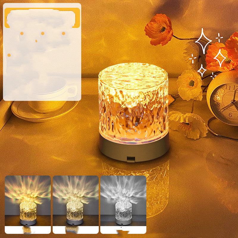 Crystal Water Ripple Projector Night Light – 16-Color LED Lamp with Touch & Remote Control