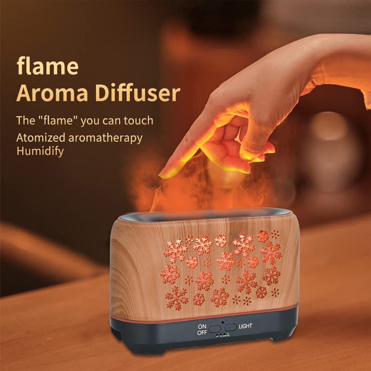 Christmas Snowflake Ultrasonic Aromatherapy Humidifier – 7-Color LED Flame Effect Diffuser with Remote Control