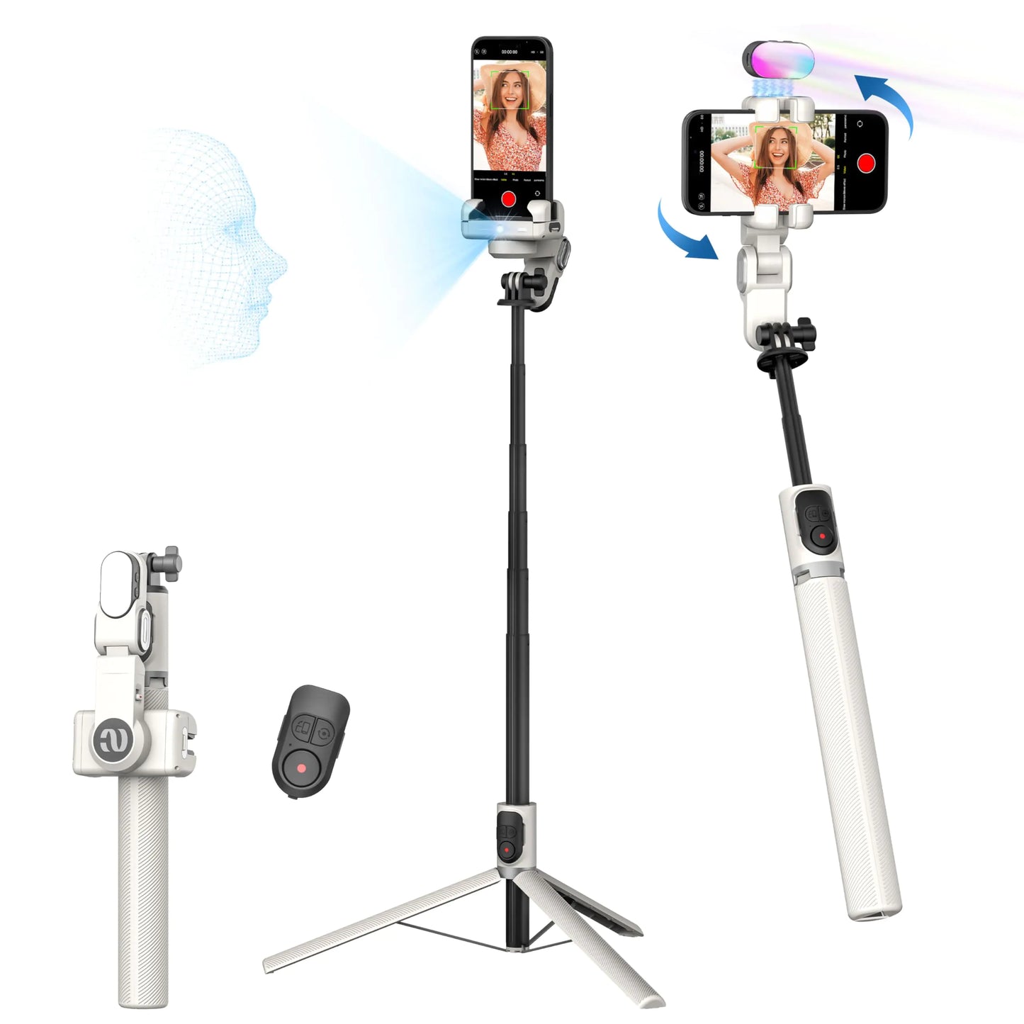 360° Auto Face Tracking Tripod with Stand and Remote for Phones