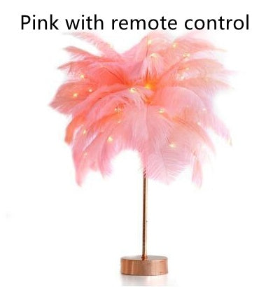 Nordic Feather Table Lamp – Elegant Bedside Night Light with Soft Glow