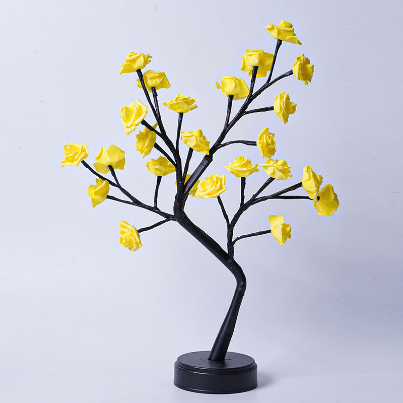Flower Tree Rose Lamp – USB-Powered Fairy Desk Night Light for Weddings, Valentine's & Holiday Decor