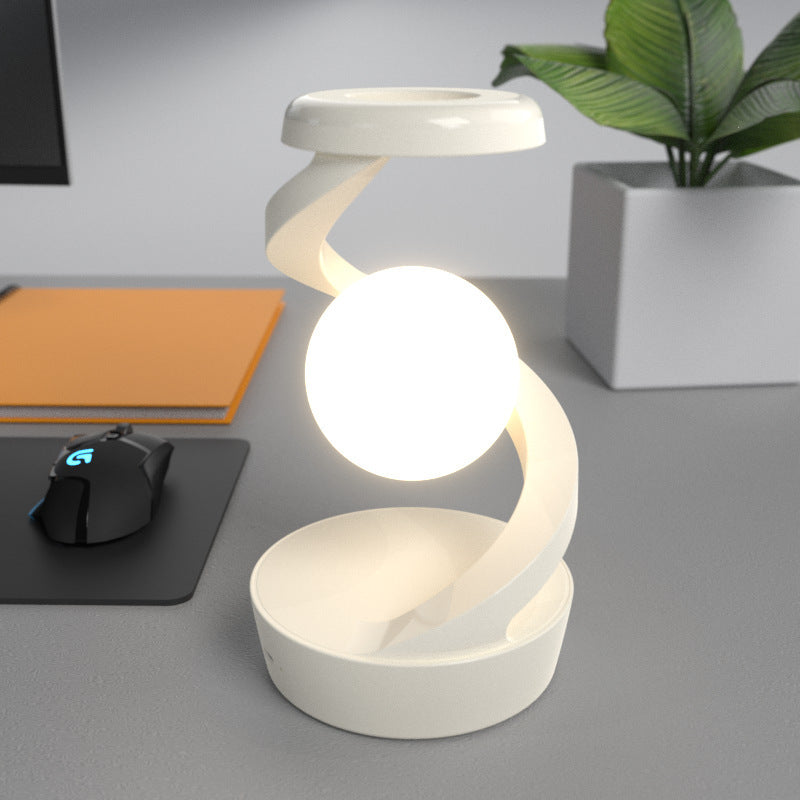 Rotating Moon Desk Lamp with Wireless Phone Charging – Touch Sensor Night Light & Modern Home Decor